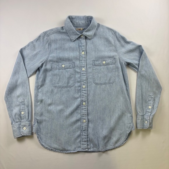 Faherty Tops - Faherty Brand Light Indigo Tencel Linen Button Down Shirt Womens XS Long Sleeve
